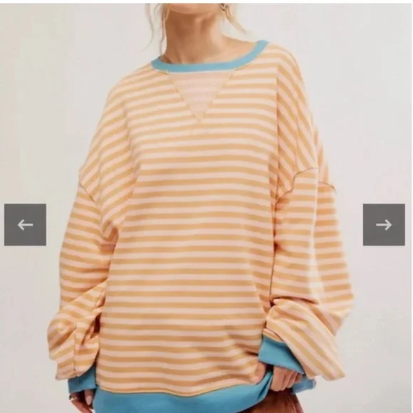 We The Free Striped Classic Crew Size Med Latte Combo NWOT Retail $98 - Picture 2 of 8